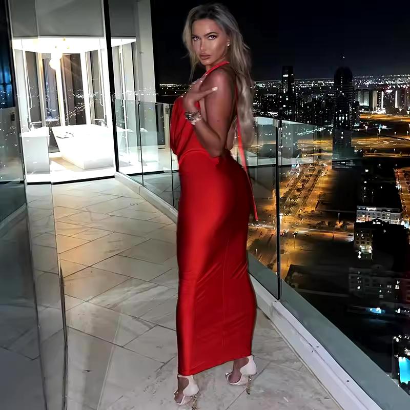 Vestido Vermelho Colado Elegante Longo - Diversa
