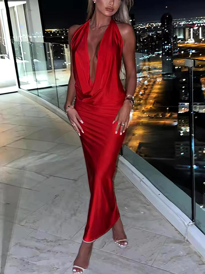 Vestido Vermelho Colado Elegante Longo - Diversa